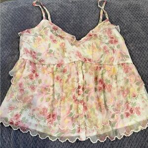 Hollister Floral Camisole in Pink and Cream